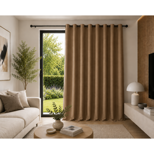 Κουρτίνα Σχ.Coveri black out 140x270cm έτοιμη ραμμένη με κρίκους 100% πολ Beige Κουρτίνα Σχ.Coveri black out 140x270cm έτοιμη ραμμένη με κρίκους 100% πολ Beige