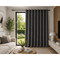 Κουρτίνα Σχ.Coveri black out 140x270cm έτοιμη ραμμένη με κρίκους 100% πολ Dark Grey