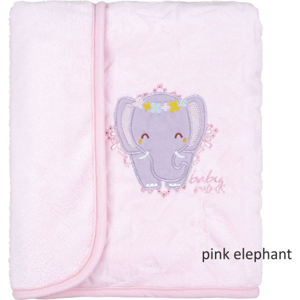Κουβερτάκι διπλής όψης 80x100 ροζ ελέφαντας σχ. Pink Elephant