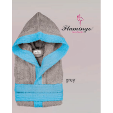 Μπουρνούζι παιδικό Σχ.Junior δίχρωμο βαμβακερό Grey Νο 6,8,10,12,14
