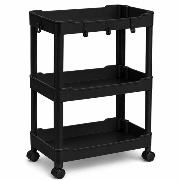 Viosarp Τρόλεϊ Κουζίνας 3 Θέσεων Μαύρο 40x22x67cm Viosarp Τρόλεϊ Κουζίνας 3 Θέσεων Μαύρο 40x22x67cm