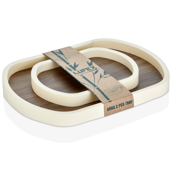 Δίσκος πλαστικός MDF σετ 2 τμχ ορθογώνιος 35x26cm & 23x17cm