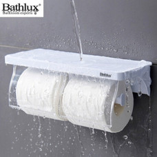 Bathlux Χαρτοθήκη Επιτοίχια Πλαστική διπλή με Βεντούζα Λευκή