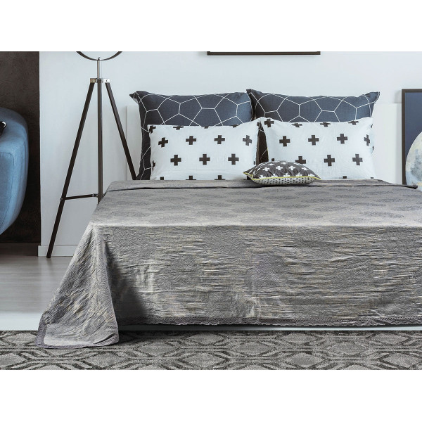 Beauty Home Κουβέρτα ζακάρ Art 1348 με δαντέλα υπέρδιπλη σε 4 χρώματα  230x250  Smoke