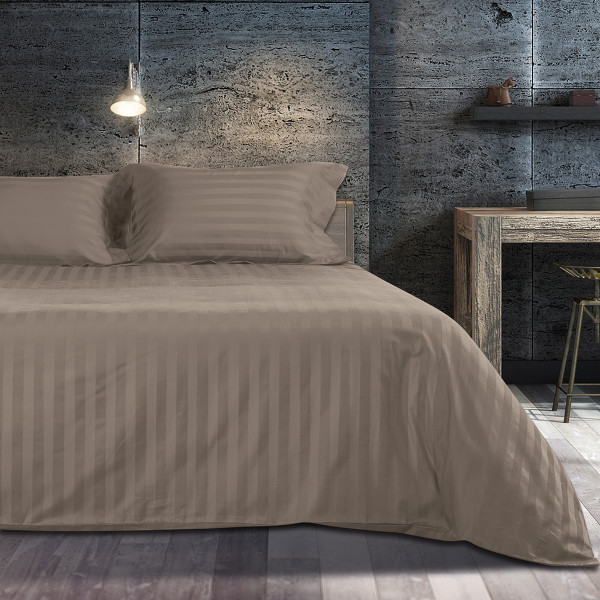 Beauty Home Σετ πάπλωμα υπέρδιπλο Art 1530 Stripe σε 7 αποχρώσεις 220x240  Μόκα