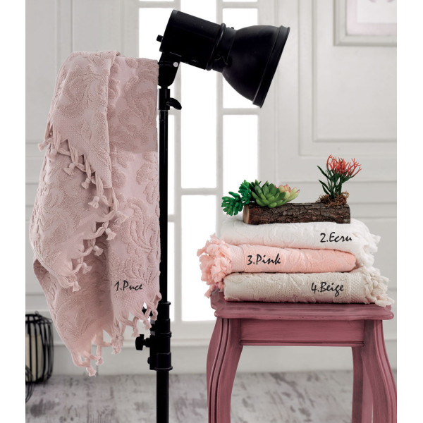 Beauty Home Πετσέτα μπάνιου ζακάρ με δετό κρόσι Art 3180 σε 4 αποχρώσεις 70x140  Ροζ