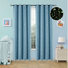 Beauty Home Κουρτίνα φωσφορίζουσα με 8 κρίκους Art 6140 140x260 Σιέλ