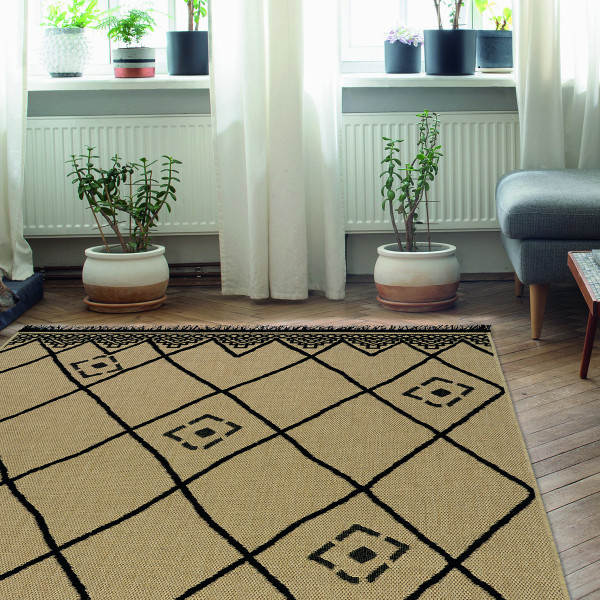 Beauty Home Χαλί ψάθα με κρόσια Sol Art 9757 Μπεζ 160x230