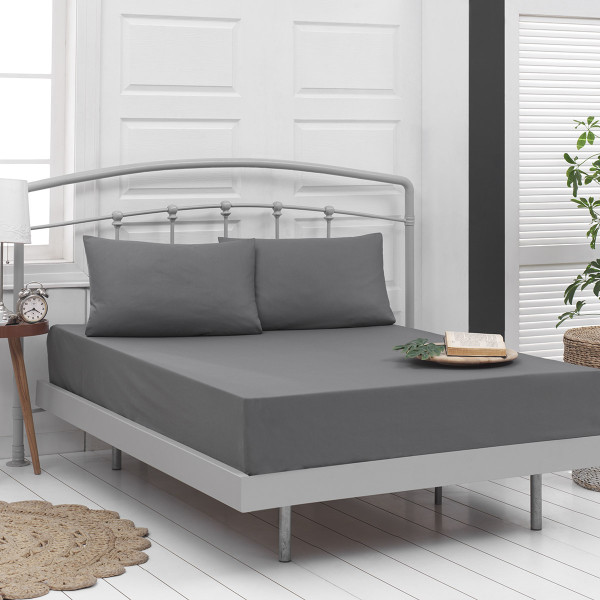Beauty Home Σεντόνι μονό μονόχρωμο με λάστιχο Art 1999 110x200+30 Ανθρακί