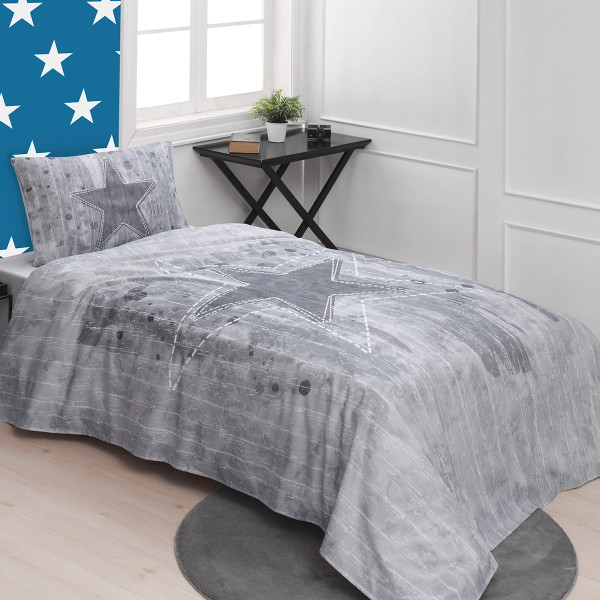 Beauty Home Σετ Πάπλωμα μονό Star Art 6169 160x240 Γκρι