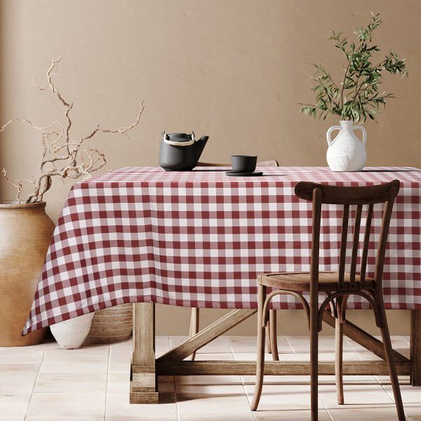 Beauty Home Επαγγελματικό τραπεζομάντηλο Checks Art Ε8032 145x145 Κόκκινο