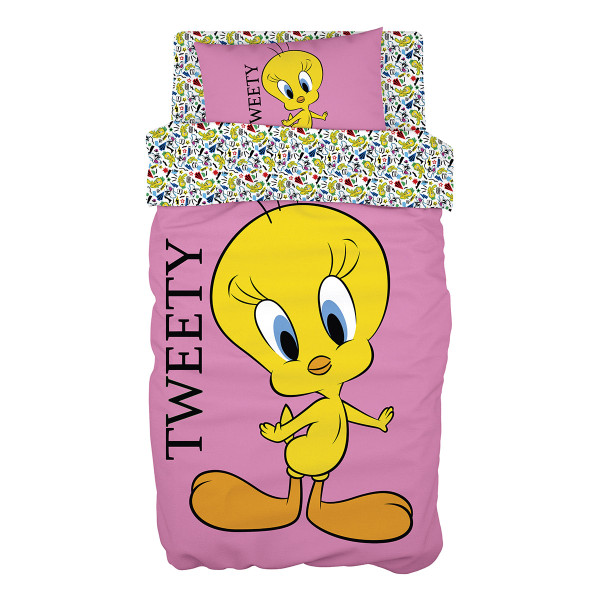 Beauty Home Σετ παπλωματοθήκη μονή Art 6190 Tweety 165x250 Ροζ