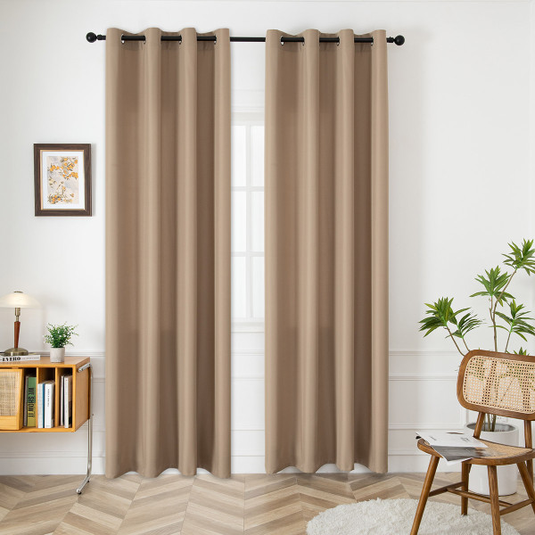 Beauty Home Κουρτίνα μεσαίας σκίασης με 8 μεταλλικούς κρίκους Effect Art 8443 140x270 Μπεζ