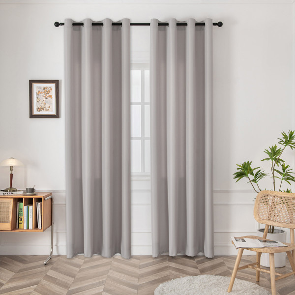Beauty Home Κουρτίνα μεσαίας σκίασης με 8 μεταλλικούς κρίκους Effect Art 8443 140x270 Ασημί