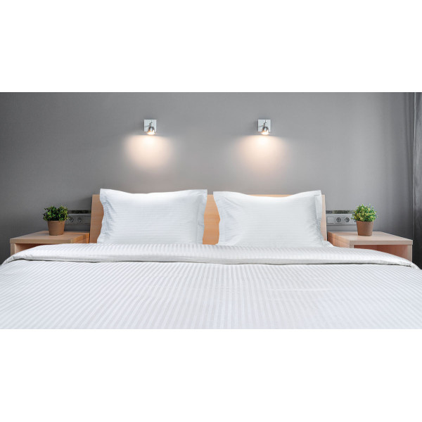 Beauty Home Μαξιλαροθήκη Ξενοδοχείου Oxford Silky Percal Pennie Art Ε1021 250TC Satin Stripe 100% Cotton Λευκό 52x74+4