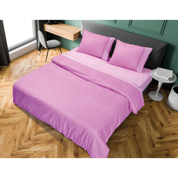 Beauty Home Σετ σεντόνια μονά με λάστιχο πουά JOY Art 1680 100x200+25 Μωβ