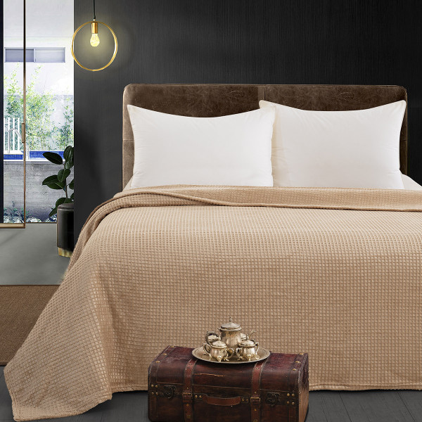 Beauty Home Κουβέρτα μονόχρωμη υπέρδιπλη Fleece Art 11550 220x240 Μπεζ