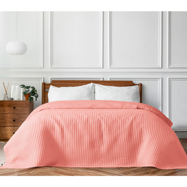 Πικέ μονή waffle Art 1990 Coral  170x240 Κοραλί   Beauty Home