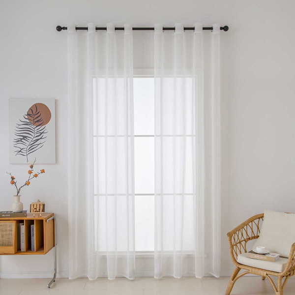 Beauty Home Κουρτίνα γάζα μονόχρωμη με 8 μεταλλικούς κρίκους Sharp Art 8448 140x270 Εκρού