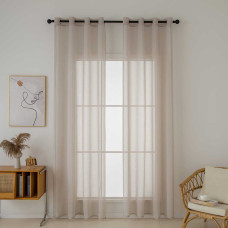 Beauty Home Κουρτίνα γάζα μονόχρωμη με 8 μεταλλικούς κρίκους Sharp Art 8448 140x270 Άμμου
