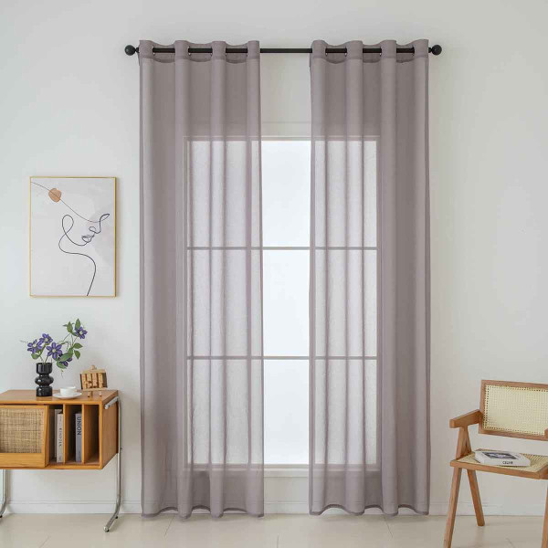 Beauty Home Κουρτίνα γάζα μονόχρωμη με 8 μεταλλικούς κρίκους Sharp Art 8448 140x270 Αμέθυστος