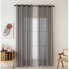 Beauty Home Κουρτίνα γάζα μονόχρωμη με 8 μεταλλικούς κρίκους Sharp Art 8448 140x270 Μπεζ