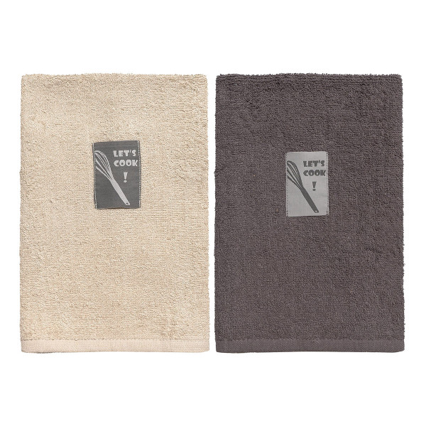 Beauty Home Ποτηρόπανα σετ 2τμχ Art 8291 40x60 Μπεζ,Ανθρακί