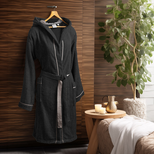 Beauty Home Μπουρνούζι με κουκούλα Art 3424 Μαύρο M