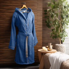 Beauty Home Μπουρνούζι με κουκούλα Art 3426 Μπλέ 2XL