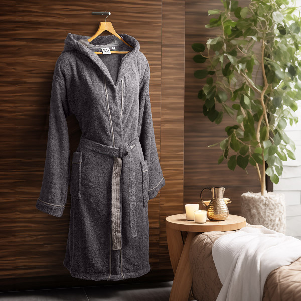 Beauty Home Μπουρνούζι με κουκούλα Art 3428 Ανθρακί 3XL