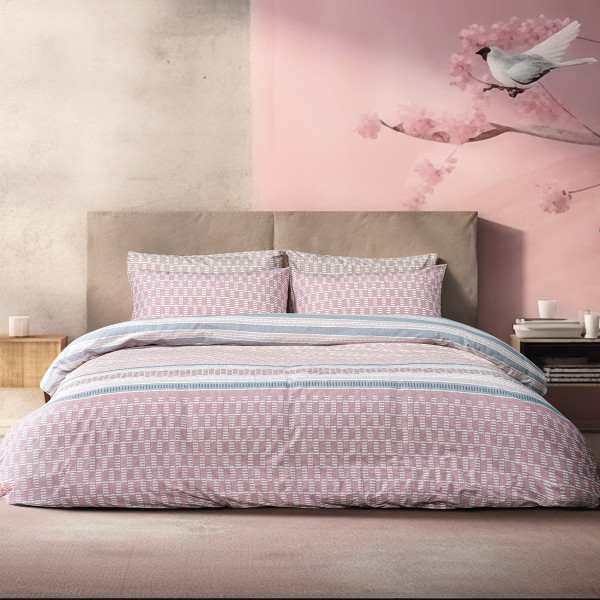 Beauty Home Σετ παπλωματοθήκη υπέρδιπλη Mnemba Art 12184 230x250 Ροζ