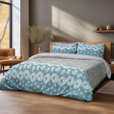 Beauty Home Σετ κουβερλί υπέρδιπλο Palm Αrt 12186 220x240 Πετρόλ,Μπεζ