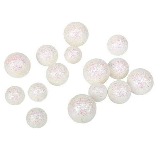 Beauty Home 15 ΜΙΚΡΕΣ ΜΠΑΛΕΣ ΦΕΛΙΖΟΛ ΜΕ ΓΚΛΙΤΕΡ ΛΕΥΚΕΣ 1.5/2.5/3.5CM