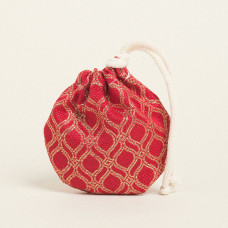 Beauty Home ΠΟΥΓΚΙ ΟΒΑΛ ΜΕ ΚΟΡΔΟΝΙ 13 x 14 cm ΖΑΚΑΡ ΟΡΙΕΝΤΑΛ ΚΟΚΚΙΝΟ-ΧΡΥΣΟ