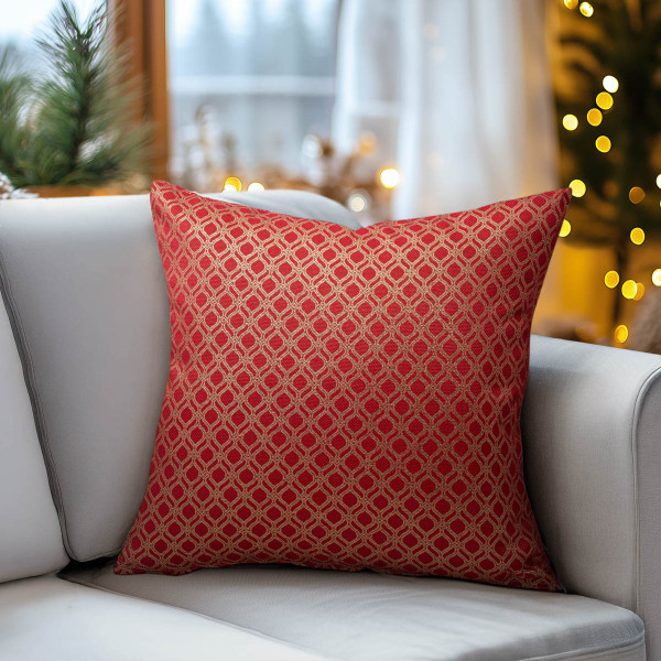 Beauty Home ΜΑΞΙΛΑΡΟΘΗΚΗ ΖΑΚΑΡ ΟΡΙΕΝΤΑΛ ΚΟΚΚΙΝΟ-ΧΡΥΣΟ   45 x 45 cm