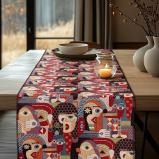 Beauty Home ΡΑΝΝΕΡ ΣΤΟΦΑ ΠΟΛΥΧΡΩΜΑ ΠΡΟΣΩΠΑ   32 cm x 2.5 m