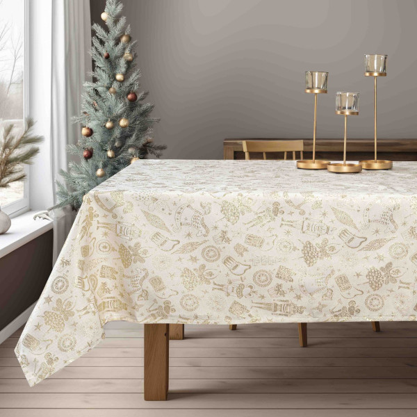 Beauty Home ΤΡΑΠΕΖΟΜΑΝΤΗΛΟ ΖΑΚΑΡ ΚΑΡΥΟΘΡΑΥΣΤΗΣ ΜΕ ΧΡΥΣΟ ΛΟΥΡΕΞ   135 x 135 cm