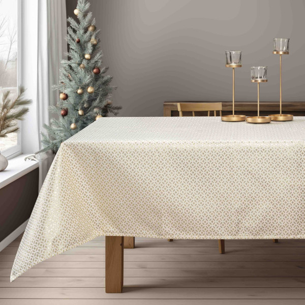 Beauty Home ΤΡΑΠΕΖΟΜΑΝΤΗΛΟ ΖΑΚΑΡ ΕΚΡΟΥ- ΧΡΥΣΟ   135 x 135 cm