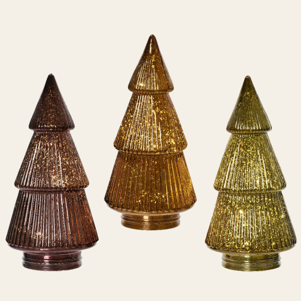 Beauty Home ΓΥΑΛΙΝΟ ΔΕΝΤΡΟ ΜΕ LED ΦΩΤΑΚΙΑ 23 CM  Μωβ