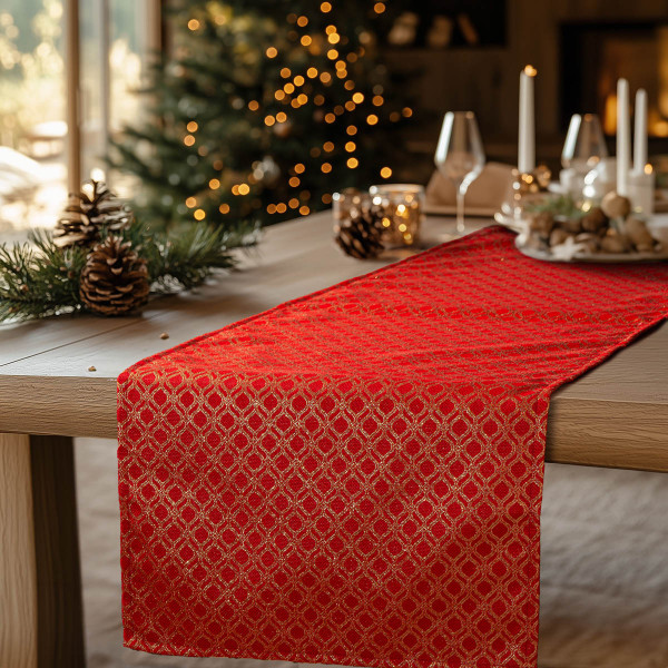 Beauty Home ΡΑΝΝΕΡ ΖΑΚΑΡ ΟΡΙΕΝΤΑΛ ΚΟΚΚΙΝΟ-ΧΡΥΣΟ   40 cm x 1,5 m