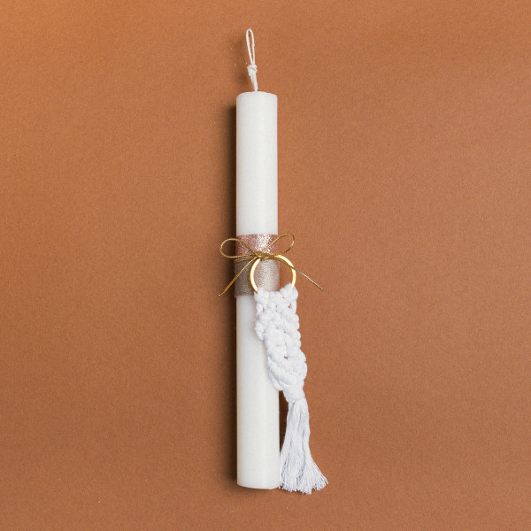 Beauty Home ΛΑΜΠΑΔΑ 25cm ΜΑΚΡΑΜΕ ΜΠΡΕΛΟΚ ΛΕΥΚΟ ΜΕ ΦΙΟΓΚΟ ΣΕ ΣΥΣΚΕΥΑΣΙΑ ΔΩΡΟΥ