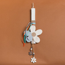 Beauty Home ΛΑΜΠΑΔΑ 33cm ΞΥΛΙΝΗ ΜΑΡΓΑΡΙΤΑ ΕΚΡΟΥ ΣΕ ΣΥΣΚΕΥΑΣΙΑ ΔΩΡΟΥ