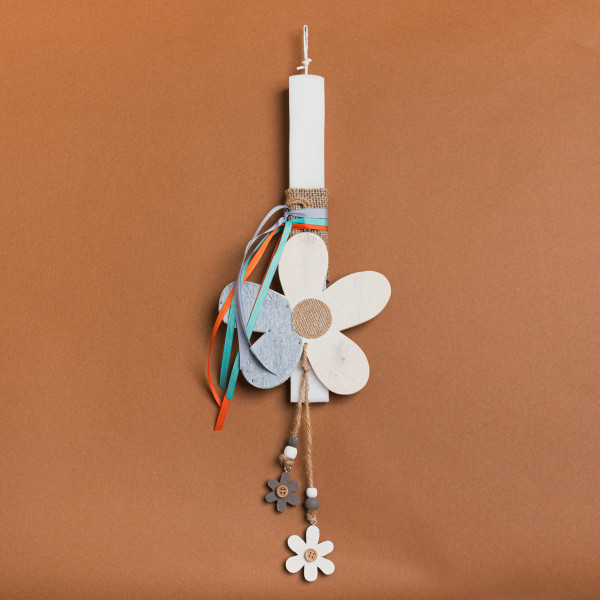 Beauty Home ΛΑΜΠΑΔΑ 33cm ΞΥΛΙΝΗ ΜΑΡΓΑΡΙΤΑ ΕΚΡΟΥ ΣΕ ΣΥΣΚΕΥΑΣΙΑ ΔΩΡΟΥ