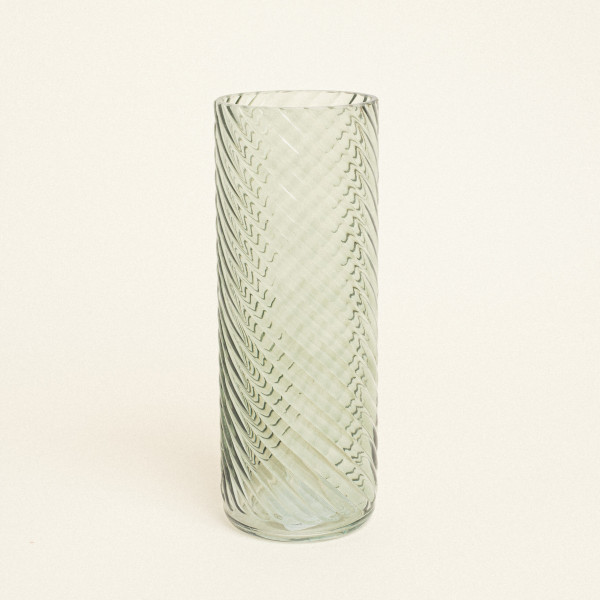 Beauty Home Γυάλινο Βάζο με Εφέ Στροβιλισμού 10cm x 26.5cm  Πράσινο