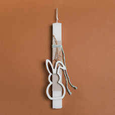 Beauty Home ΛΑΜΠΑΔΑ 33cm ΞΥΛΙΝΟ ΠΕΡΙΓΡΑΜΜΑ ΛΑΓΟΣ ΛΕΥΚΟΣ ΣΕ ΣΥΣΚΕΥΑΣΙΑ ΔΩΡΟΥ