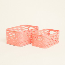 Beauty Home Μεταλλικά Καλάθια 29,5 x 19,8 x 13 cm , 24,8 x 16,3 x 11 cm ΣΕΤ 2 ΤΜΧ  Σομόν