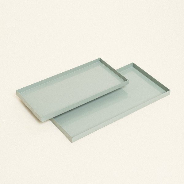 Beauty Home Μεταλλικοί Δίσκοι ΣΕΤ 2 ΤΜΧ 28 x 14 cm , 24 x 12 cm  SAGE GREEN