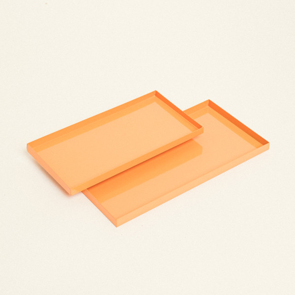 Beauty Home Μεταλλικοί Δίσκοι ΣΕΤ 2 ΤΜΧ 28 x 14 cm , 24 x 12 cm  Πορτοκαλί