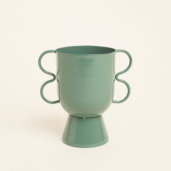 Beauty Home Βάζο Μεταλλικό  15 cm x 10 cm x 16 cm  ΠΡΑΣΙΝΟ ΕΥΚΑΛΥΠΤΟΥ