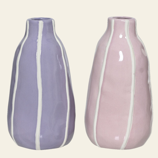 Beauty Home Βάζο Πορσελάνης με Ρίγα 11.2 x 20.9 CM  Λιλά